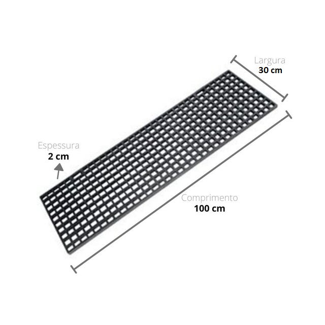 GRELHA QUADRICULADA FERRO FUNDIDO 30X100cm