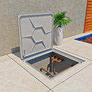 Tampa casa de máquina rebaixada com grelha invisível 90x90cm